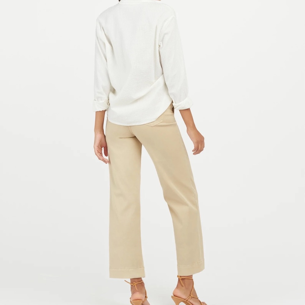 Spanx Stretch Twill Cropped Wide Leg Pant, Size XS Color Almond. Great fit.